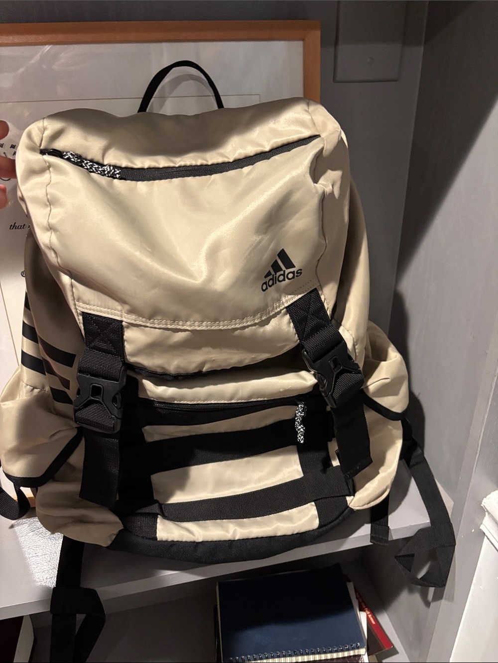 adidas Beige Backpack with Black Accents